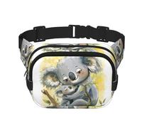 Cute Koala Mom Print Square Waist Purse Double Layer Fanny BagTrendy Travel Waist Bag for Men and Women, Black, One Size, Black, One Size