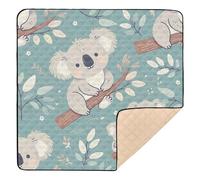 Cute Koala on Branch Baby Play Mat for Floor, 127x127 CM Playpen Mat,Thicken Soft Non-Slip Tummy Time Mat for Toddlers and Infants