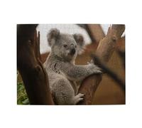 Cute Koala On Tree,500 Pieces Puzzles for Adults-Wooden Jigsaw Puzzle for Adults Elderly