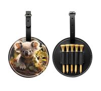 Cute Koala Plant Black Printed golf tee storage bag - portable design, easy to organize tee, Black, One Size