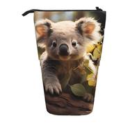 Cute Koala Plant Expandable Stand Pencil Pouch, Multi-Design Oxford Fabric, Adjustable Height, Multi-Use Cosmetic Bag