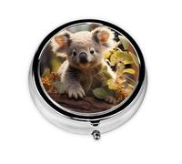 Cute Koala Plant Portable Pill Box, 3 Compartment Pill Box, can be Put into Wallet, Pocket, Light and Convenient, Mini Round Pill Box