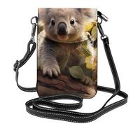 Cute Koala Plant Small Cell Phone Purse, Floral Print Crossbody Bag, Pu Leather Mini Wallet With Shoulder Strap, Secure Magnetic Closure.