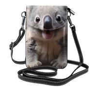 Cute Koala Small Cell Phone Purse, Floral Print Crossbody Bag, Pu Leather Mini Wallet With Shoulder Strap, Secure Magnetic Closure.