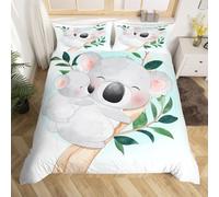 Cute Koala Super King Size Duvet Cover Sets Children's Cartoons Bedding Soft Microfiber Duvet Cover Super King 260x220 cm 3D Quilt Cover with Zipper Closure and 2 Pillowcases b.666