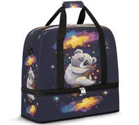 Cute Koala Travel Duffle Bag for Women Men Weekend Overnight Bags Foldable Wet Seperated 47 L Tote Bag for Sports Gym Yoga