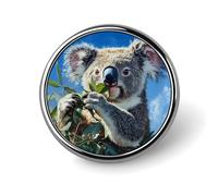 Cute Koala Unisex Novelty Brooches & Pins Round Metal Lapel Badge for Clothing Shawl Hat