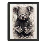 Cute Koala Wall Art Black And White Koala Bear Print Adorable Animal Artwork Poster A5 - Wall Art Home Decor Movie Poster Canvas Film Cinema Retro Vintage Cult Classic Nostargic Saga Modern reprint w