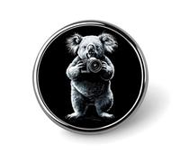 Cute Koala with Camera Round Badge Pin Memorial Jewelry Gifts Metal Brooch Button for Clothing Accessory