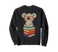 Cute Koala with Glasses Sitting on Books Reading Bookworm Sweatshirt