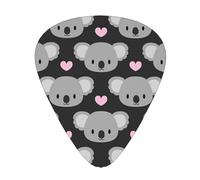 Cute Koalas And Pink Hearts,12 Pcs Guitar Pick,3 Different Thickness Plectrums for Acoustic Guitar Bass Ukulele (0.46mm 0.96mm 0.71mm)