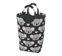 Cute Koalas And Pink Hearts, Laundry Hamper, Collapsible Laundry Basket Large Durable Storage Bin with Handles 50L