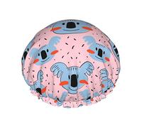 Cute koalas face Shower Caps for Women Reusable Waterproof Shower Bath Cap DoubleElastic Shower Bath Hat with Soft Comfortable Peva Lining Hair Cap for Shower