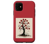 Cute Kodama Spirits in Sakura Red Blossom Tree Design Case for iPhone 11