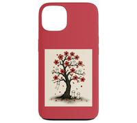 Cute Kodama Spirits in Sakura Red Blossom Tree Design Case for iPhone 13
