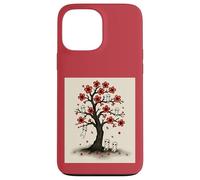 Cute Kodama Spirits in Sakura Red Blossom Tree Design Case for iPhone 13 Pro Max
