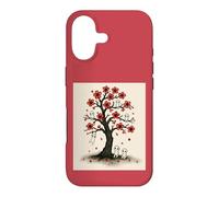 Cute Kodama Spirits in Sakura Red Blossom Tree Design Case for iPhone 17