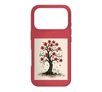 Cute Kodama Spirits in Sakura Red Blossom Tree Design Case for iPhone 17 Pro