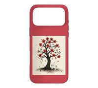 Cute Kodama Spirits in Sakura Red Blossom Tree Design Case for iPhone 17 Pro Max