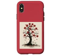 Cute Kodama Spirits in Sakura Red Blossom Tree Design Case for iPhone X/XS