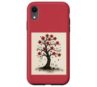 Cute Kodama Spirits in Sakura Red Blossom Tree Design Case for iPhone XR