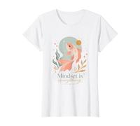 Cute Koi Fish Positive Mindset Quote Value Graphic T-Shirt, Women, White, S