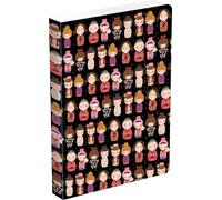 Cute Kokeshi Dolls Paperback Journal: Lined: Notebook with Pocket: Blank Notebook with Pocket