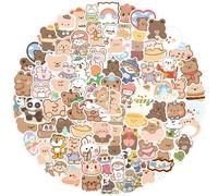 Cute Korean Bear Stickers 100pcs Kawaii Stickers, Vinyl Waterproof Lovely Aesthetic Stickers Decals for Laptop Water Bottles Phone Scrapbooking