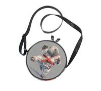 Cute Kungfu Manatee Round Cross Body Purse for Womens Fashion with Adjustable Strap Handbags Go shopping Canvas Messenger Purse