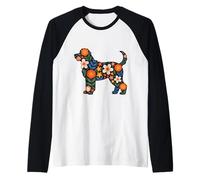 Cute Labradoodle Goldendoodle Floral Doodle Dog Folk Art Raglan Baseball Tee