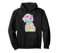 Cute Labradoodle with Heart Sunglasses Coastal Summer Vibes Pullover Hoodie