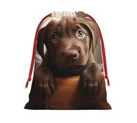 Cute Labrador Dog 1 Print Plush Gift Bags Reusable Drawstring Gift Wrap Bags,For Holiday Candy Party Supplies