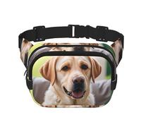 Cute Labrador Dog Fanny Pack For Women Waterproof Adjustable Belt Bags Waist Pack Fashion Casual Crossbody Bags Bum Bag For Running Workout Hiking Traveling, Black, One Size