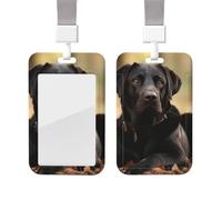 Cute Labrador Dog Id Badge Holder with Lanyard Waterproof Key Card Holder Case Id Card Protector with Clear Id Window Name Tags for Women Men Work Office Doctor Nurse