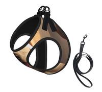 Cute Labrador Dog Print Harness Leash Set For Cat And Small Dog, Adjustable, Reflective, And Escape-Proof Vest With Soft Breathable Mesh Lining