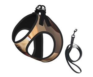 Cute Labrador Dog Print Harness Leash Set For Cat And Small Dog, Adjustable, Reflective, And Escape-Proof Vest With Soft Breathable Mesh Lining