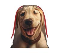 Cute Labrador Dog Print Plush Gift Bags Reusable Drawstring Gift Wrap Bags,For Holiday Candy Party Supplies
