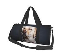Cute Labrador Dog Print Round Duffel Bag, Canvas Overnight Travel Tote Bag, Waterproof and Tear-Resistant.Foldable Weekend Travel Bag