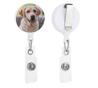 Cute Labrador Dog Retractable Badge Reel - Personalized ID Name Badge Holder with Lanyard Cute Badges Reel Holder Round Nurse Doctor Name Tag Badges Clip for Work