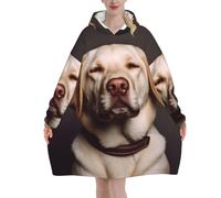 Cute Labrador Dog- Super Soft Wearable Blanket Hoodie For Men And Women - Warm, Fashionable, Cozy Flannel Hooded Sweatshirt - Oversized, Loose Hoodie Blankets With Pocket For Ultimate Comfort