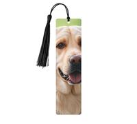 Cute Labrador Dog Wooden Bookmarks 5pcs with Black Tassels Handmade Double-Sided Printed Book Marks Page Markers Book Accessories Gift for Book Lovers Women Men