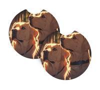 Cute Labrador Pattern car Cup Holder mat 2.7-inch 2-Piece Set - Suitable for a Variety of car Models, Cute and Practical
