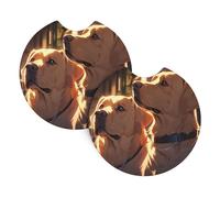 Cute Labrador Pattern car Cup Holder mat 2.7-inch 2-Piece Set - Suitable for a Variety of car Models, Cute and Practical