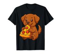 Cute Labrador Puppy Enjoying a Slice of Pepperoni Pizza Fun T-Shirt