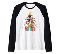 Cute Labrador Retriever Lab Dog Christmas Tree Xmas Hat Raglan Baseball Tee