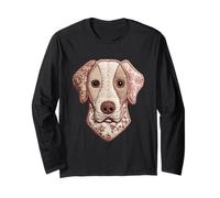 Cute Labrador Retriever Patchwork Floral Dog Boho Folk Art Long Sleeve T-Shirt