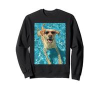 Cute Labrador Retriever with Sunglasses Dog Swimming Summer Sweatshirt