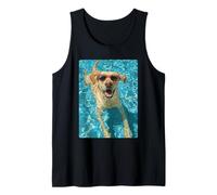 Cute Labrador Retriever with Sunglasses Dog Swimming Summer Tank Top