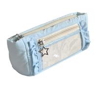 Cute Lace Pencil Case Clear PVC Window Double Zipper Pen Bag for Women | Item Highlights2 Large Capacity Dual Compartment Mesh Inner Pocket Star Zipper Pull Stationery Organizer