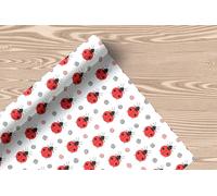 Cute Ladybird Gift Wrap - White & Red Ladybug Pattern Wrapping Paper for Kids Birthday Parties, Spring & Summer Gifts W34 (Medium Sheet - 42 x 58cm / 15.7" x 22.8" inches)